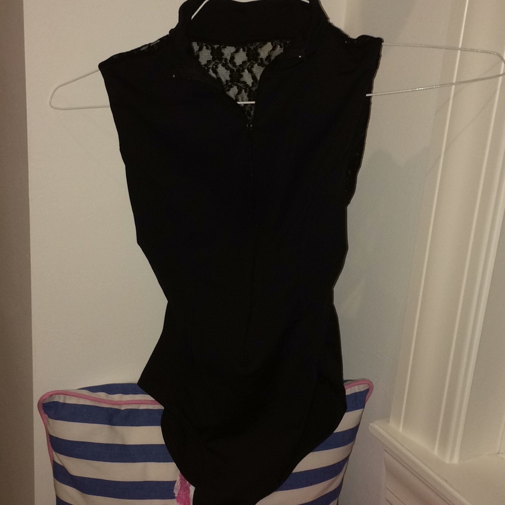 Body wrappers high neck black leotard